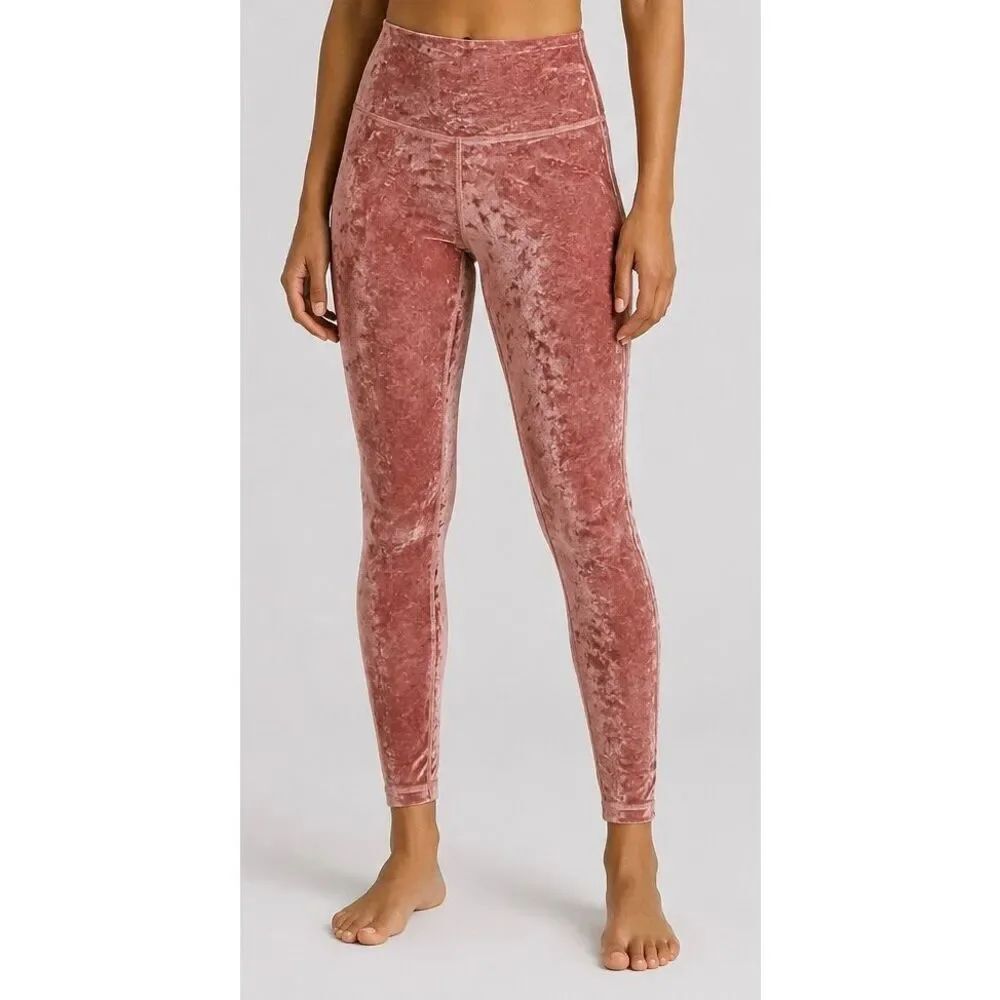Lululemon Size 2 Crushed Velvet High Rise Leggings Pink Yoga Athleisure